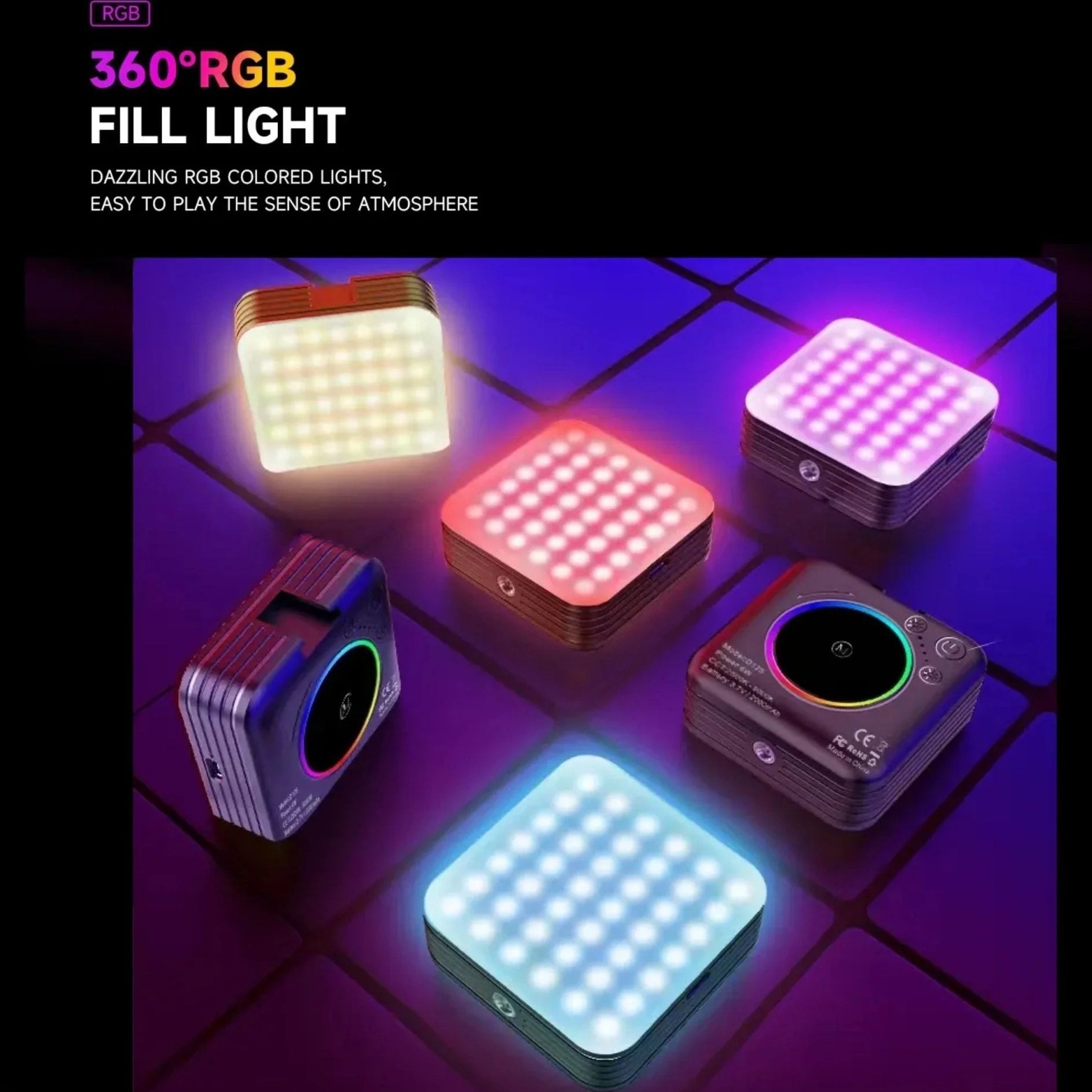 نور RGB مدل D12S قابل حمل برای تولید محتوا