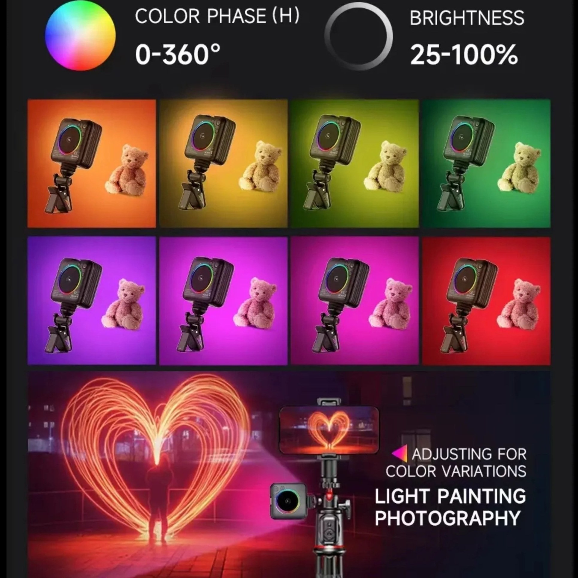 نور RGB مدل D12S قابل حمل برای تولید محتوا