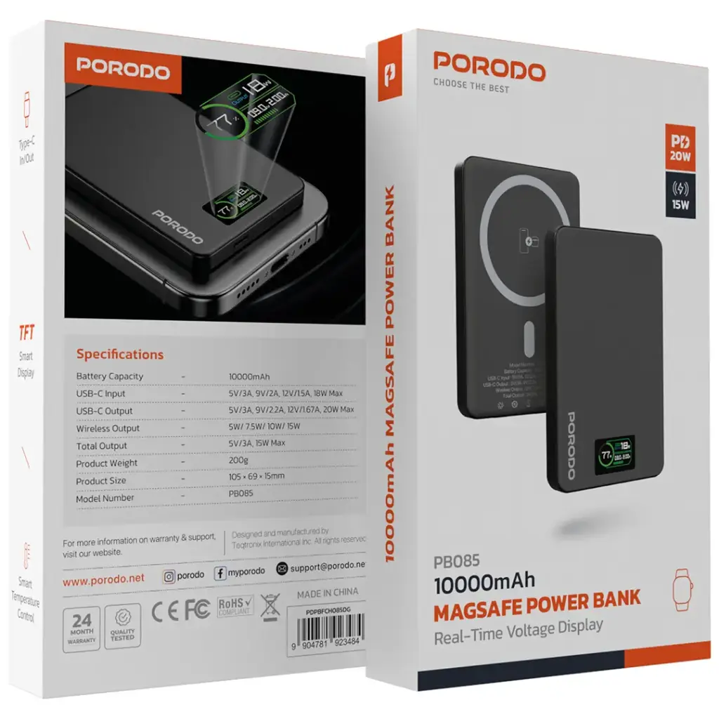 پاوربانک پرودو مدل PB085 ظرفیت ۱۰ هزار مگ سیف